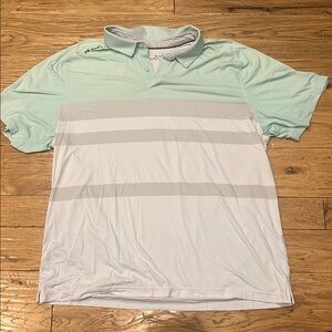 Men's Light Blue and White Polo Shirt